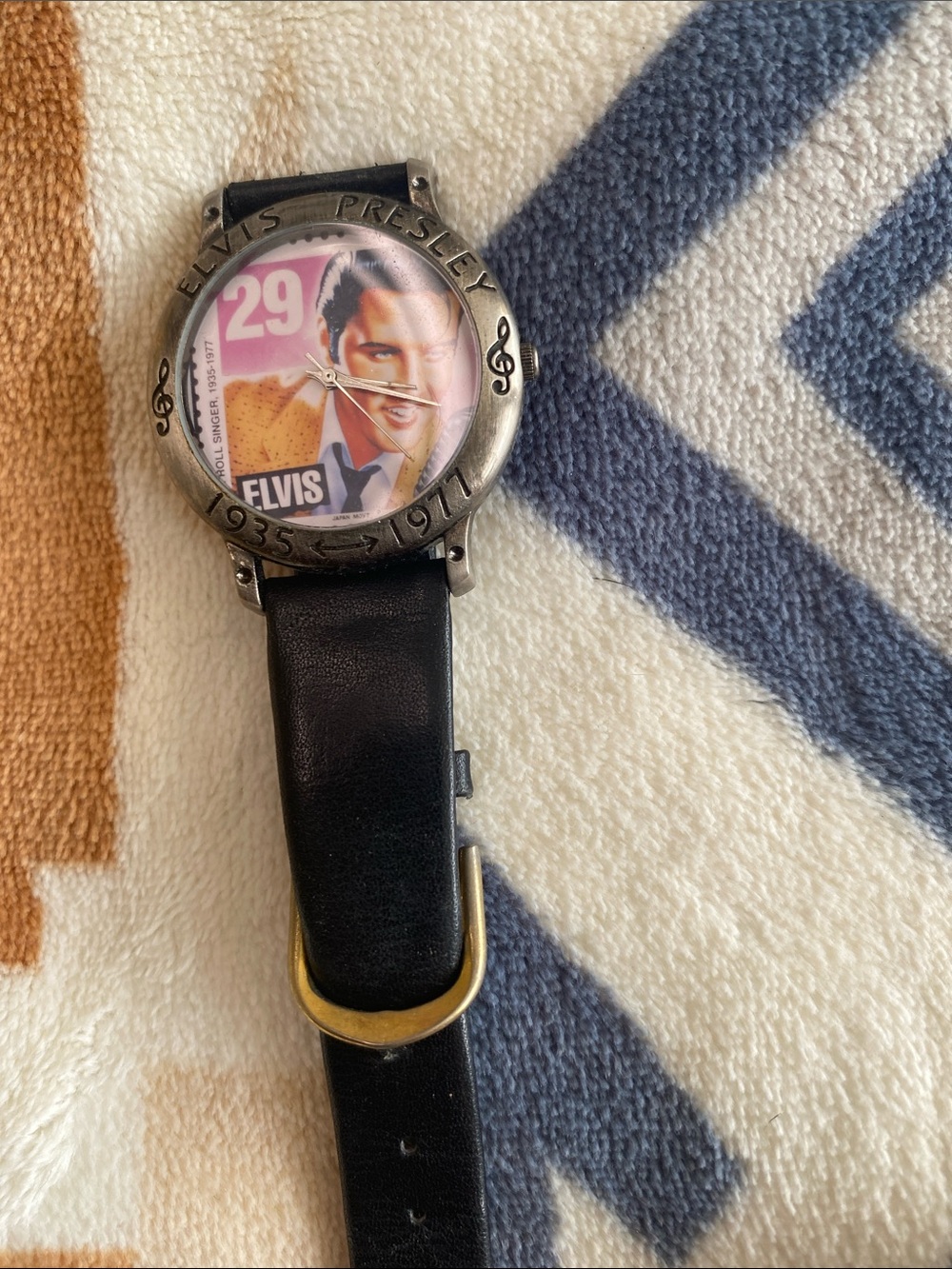Elvis Presley Commemorative Black Leather Strap Watch